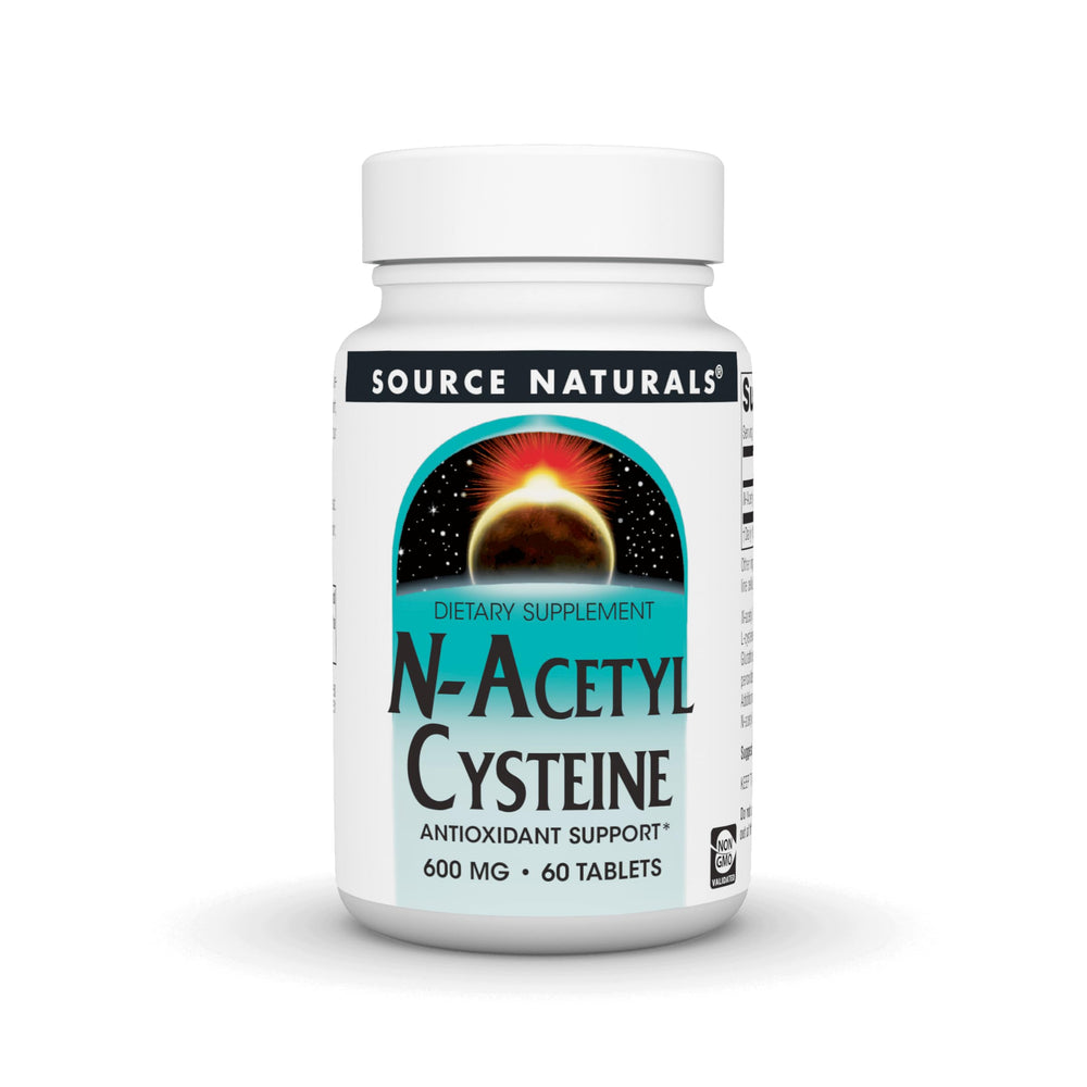 Source Naturals NAC tablet close-up, a daily antioxidant option.