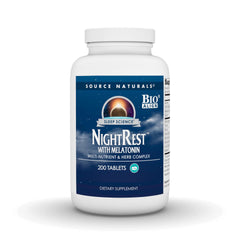 Source Naturals Night Rest bottle and tablets for restful evenings.