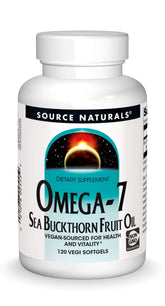 Source Naturals Omega-7 sea buckthorn softgel bottle for daily wellness