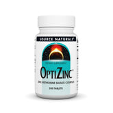 Source Naturals OptiZinc bottle highlighting enhanced zinc absorption.