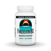 Source Naturals Pancreatin 8X bottle front highlighting enzyme support