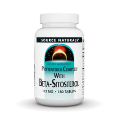 Source Naturals Phytosterol Complex bottle front showing 180 tablets for potential cholesterol support.