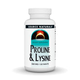 Source Naturals Proline & Lysine, tabletas en botella, apoyo posible a la salud de tejidos.