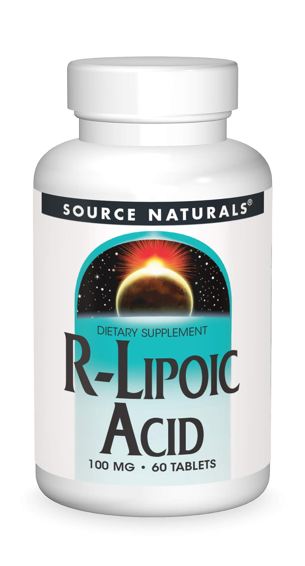 Source Naturals R-Lipoic Acid bottle showcases antioxidant support in a vegetarian formula