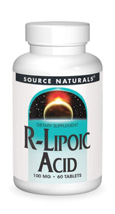 Source Naturals R-Lipoic Acid bottle showcases antioxidant support in a vegetarian formula