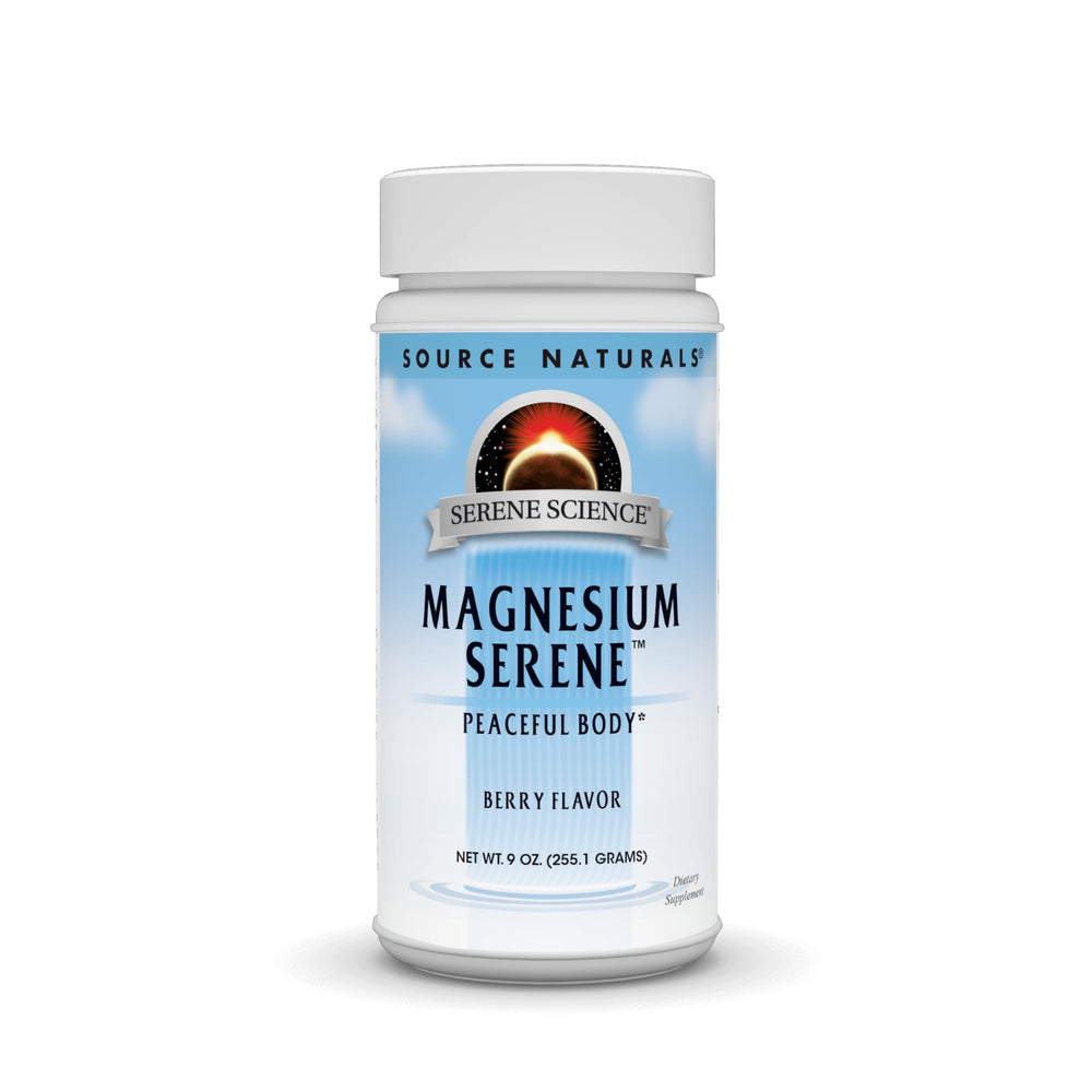 Source Naturals Serene Berry bottle being poured for a calming routine