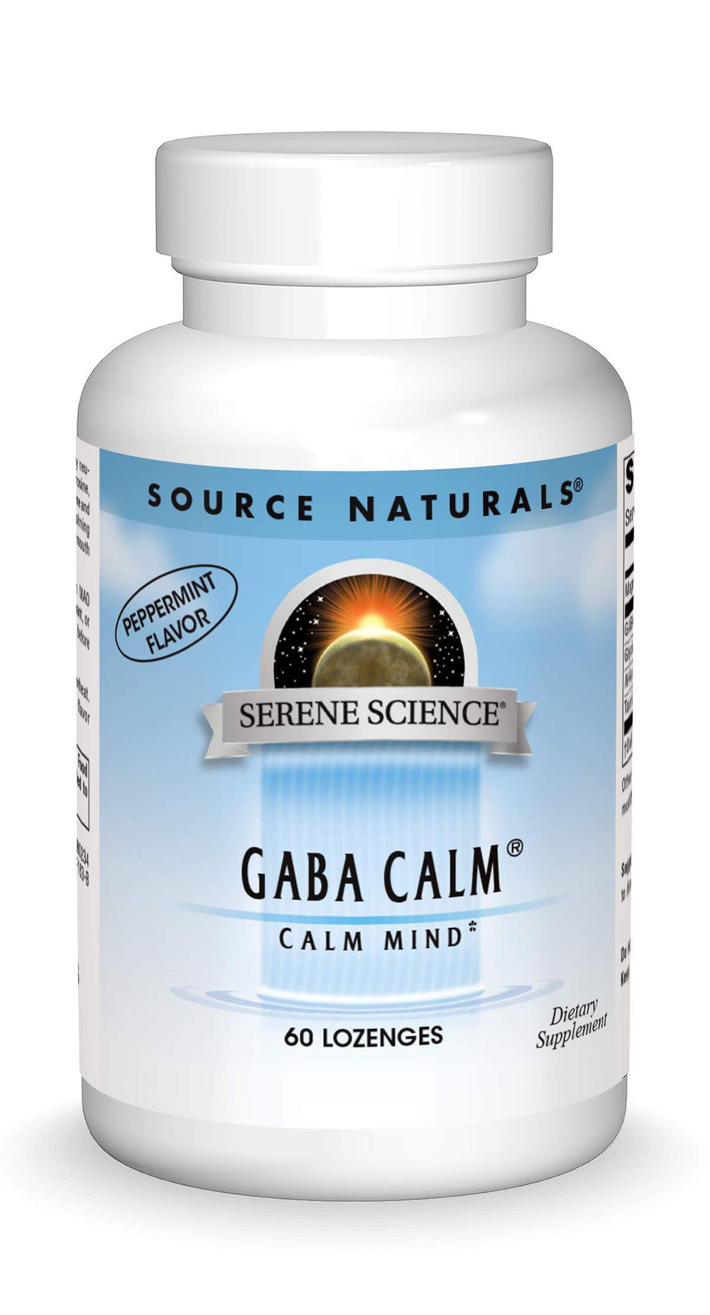 Source Naturals Serene Science GABA Calm peppermint lozenge bottle for on-the-go calming benefits
