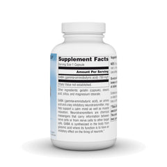 Source Naturals Serene Science GABA label on bottle with 750 mg per capsule