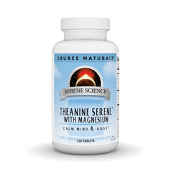 Source Naturals Serene Science L-Theanine bottle for relaxed focus during daily tasks.
