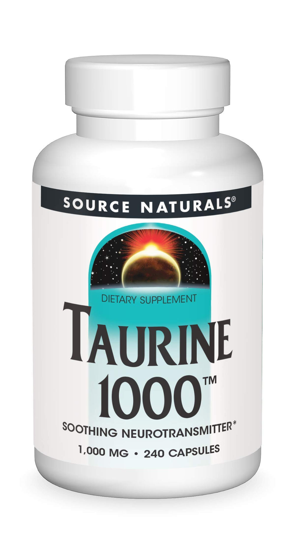 Source Naturals Taurine 1000mg bottle for daily dietary supplementation.