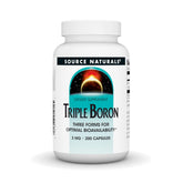 Source Naturals Triple Boron bottle on the shelf with potential bone support.