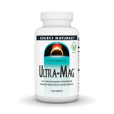 Source Naturals Ultra-Mag tablets on front label, a 5-in-1 blend for daily mineral support.