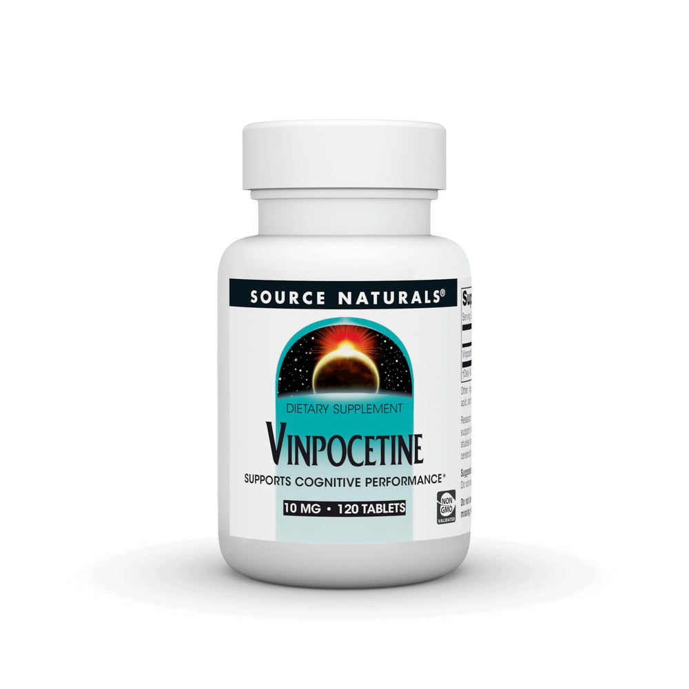 Source Naturals Vinpocetine tablets bottle front for daily cognitive support.