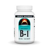 Source Naturals Vitamin B-1 bottle front, high-potency supplement for daily energy support.