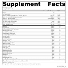 Source Naturals Wellness Formula ingredients panel showing vitamins and herbal blends for immune support.