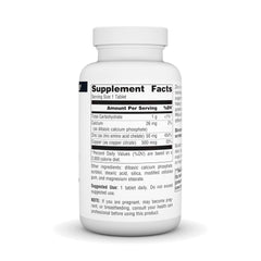 Source Naturals zinc bottle label close-up emphasizes dosage and user-friendly daily use.