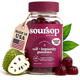 Soursop Nutrition Soursop Graviola Gummies berry bottle for immune support and antioxidants.