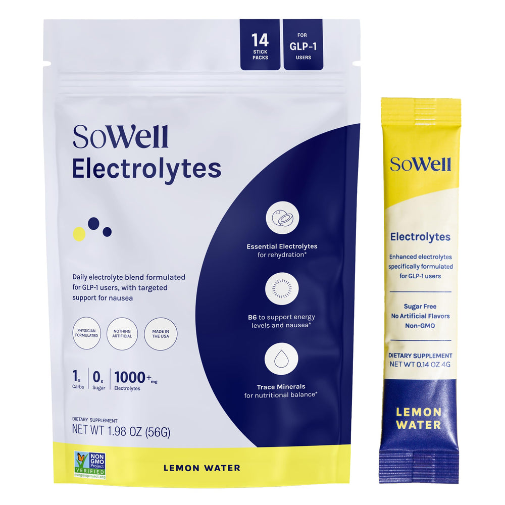 SoWell Electrolytes lemon bottle pour showing quick hydration after workouts