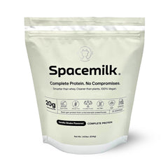 Spacemilk Vanilla protein bottle for vegan protein and post-workout recovery.