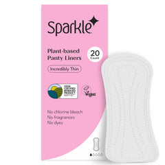 Sparkle Incredibly Thin Panty Liners pack front for discreet daily protection.