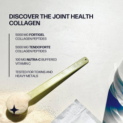 Fortigel Tendoforte poured into glass shows easy, tasty hydration with collagen support