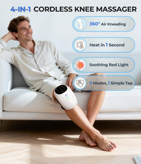 SPATOES massager showing instant heat and red light on the knee