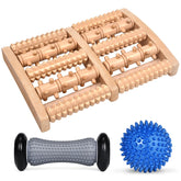 Specaniu wooden double-row foot roller for deep tissue relief at home.