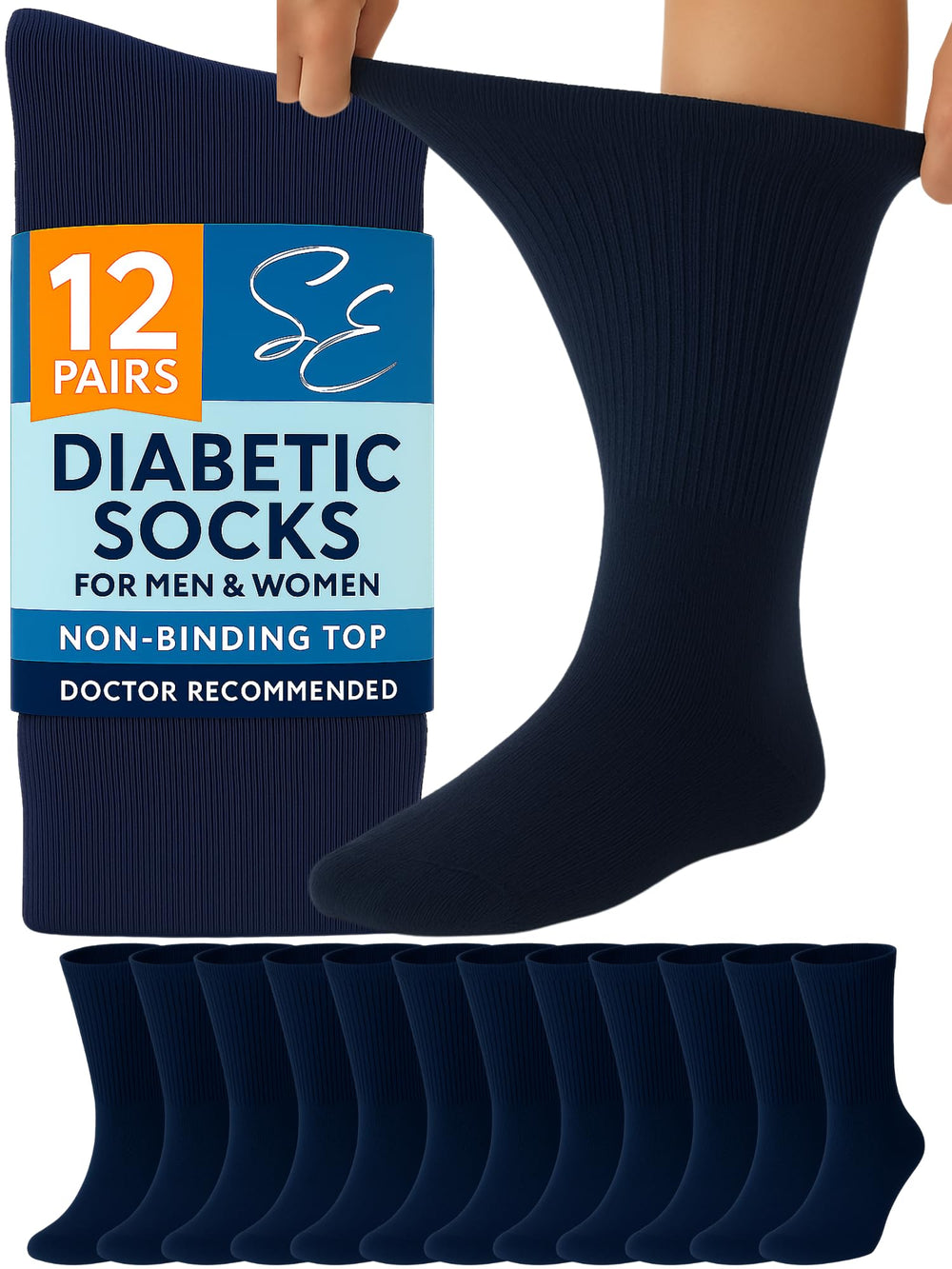 Special Essentials diabetic socks with extra-wide top for gentle, non-binding wear.