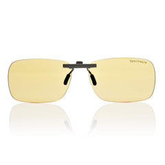 Spectra479 blue light clip-on glasses in use reduce screen glare and eye strain