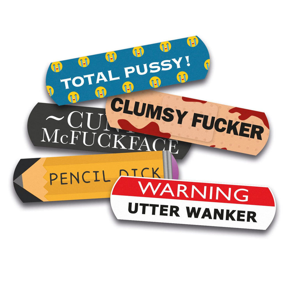Spencer & Fleetwood Add Insult to Injury plasters tin in close-up, a cheeky gift idea for humor.