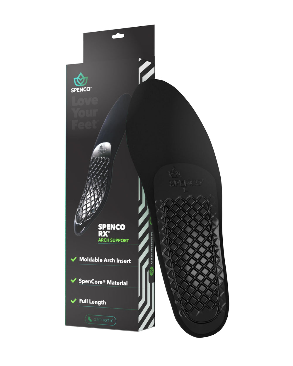 Spenco Rx arch-support full-length insole inside a shoe, tailored comfort in action
