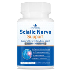 Spliferkou sciatic nerve support bottle showing a comprehensive capsule formula for mobility.