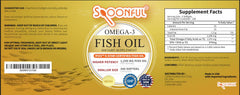 Spoonful Omega-3 capsules pour shot demonstrating convenient daily intake.