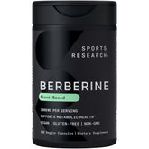 Sports Research Berberine bottle label highlights vegan and gluten-free credentials.
