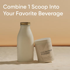 Sports Research colostrum powder dissolving smoothly in cold liquid.