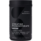 Sports Research Creatine Monohydrate bottle and scoop for daily loading and lean muscle support.