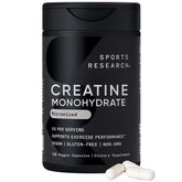 Sports Research Creatine Monohydrate capsules in bottle support training energy and recovery.