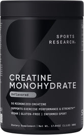 Sports Research Creatine Monohydrate powder bottle ready for training