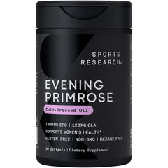 Sports Research Evening Primrose Oil softgels front view for easy daily use