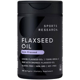 Sports Research flaxseed oil softgels bottle showing 1242 mg per capsule for daily omega-3 intake