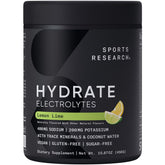 Sports Research Hydrate lemon-lime powder tub with scoop for on-the-go hydration