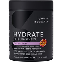 Sports Research Hydrate powder in Raspberry Lemonade being poured for refreshing hydration.