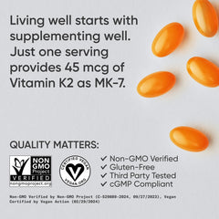 Sports Research vegan-certified K2 MK-7 softgel for plant-based diets