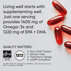 Sports Research Keto Omega softgels close-up shows easy-to-swallow capsules