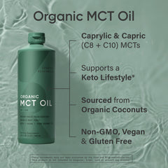 Sports Research Organic MCT Oil label closeup highlighting USDA Organic.