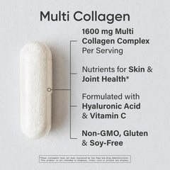 Sports Research multi collagen capsules beside packaging: convenient daily capsule format.