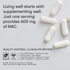 Sports Research NAC vegan-certified label highlights plant-based, cruelty-free formula.