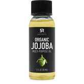 Sports Research Naturals Organic Jojoba Oil 1oz bottle for lightweight skin hydration.