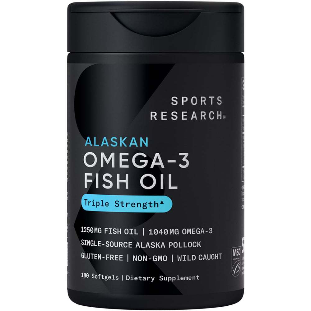 Sports Research Omega-3 Fish Oil 1250 front bottle for daily omega-3 support