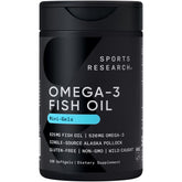 Sports Research Omega-3 Mini-Softgels bottle with burpless capsules for daily use